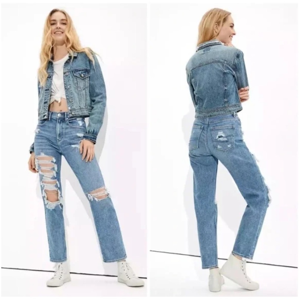 American Eagle Highest Rise 90s Boyfriend Jeans 2 Reg Distressed Slouchy